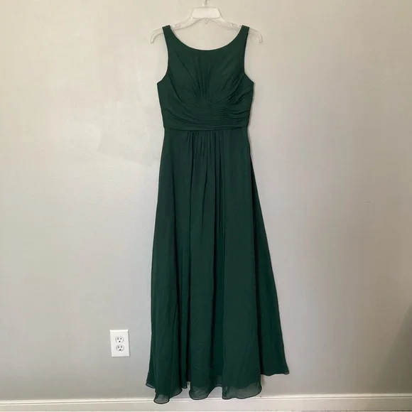 JJ’s House A-Line Boatneck Floor-Length Chiffon Bridesmaids Dress with Ruffle - Picture 5 of 14